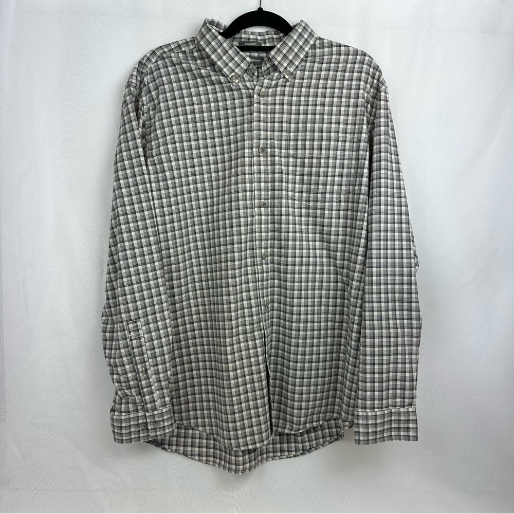 Eddie Bauer Relaxed Fit Plaid Button Down Long Sleeve Shirt Size Large
